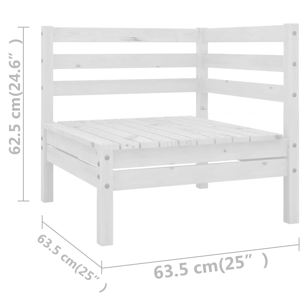 Set Divani da Giardino 9 pz Bianco in Legno Massello di Pino
