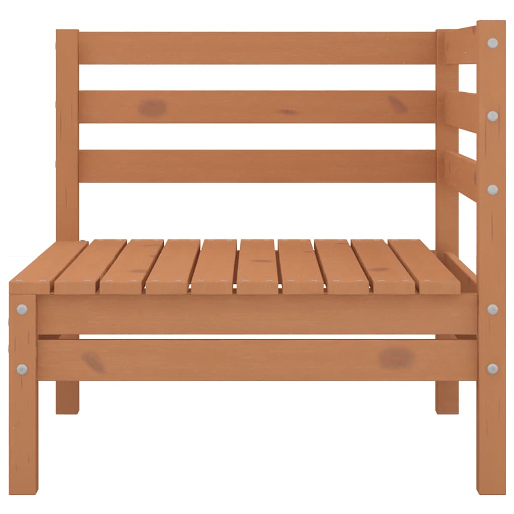 Set Salotto da Giardino 9 pz Marrone Ambra Legno Massello Pino