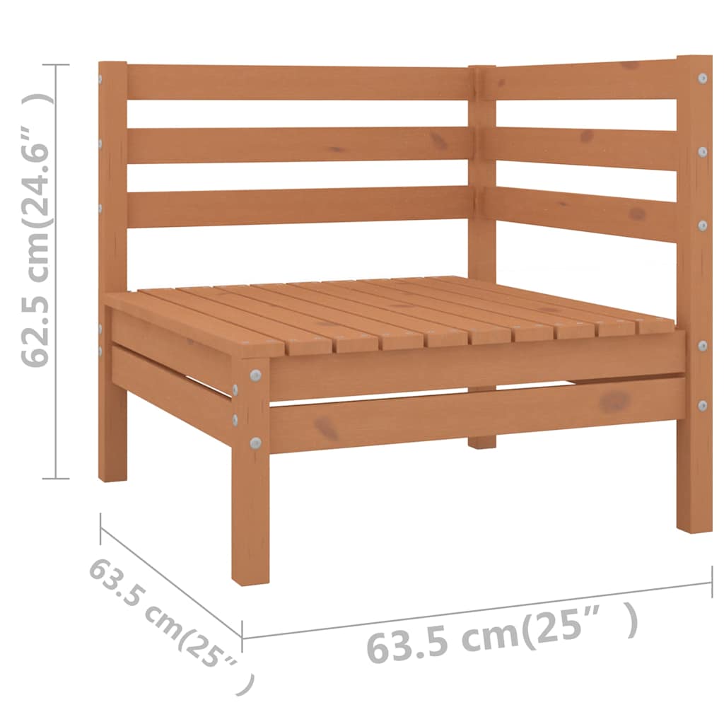 Set Salotto da Giardino 9 pz Marrone Ambra Legno Massello Pino