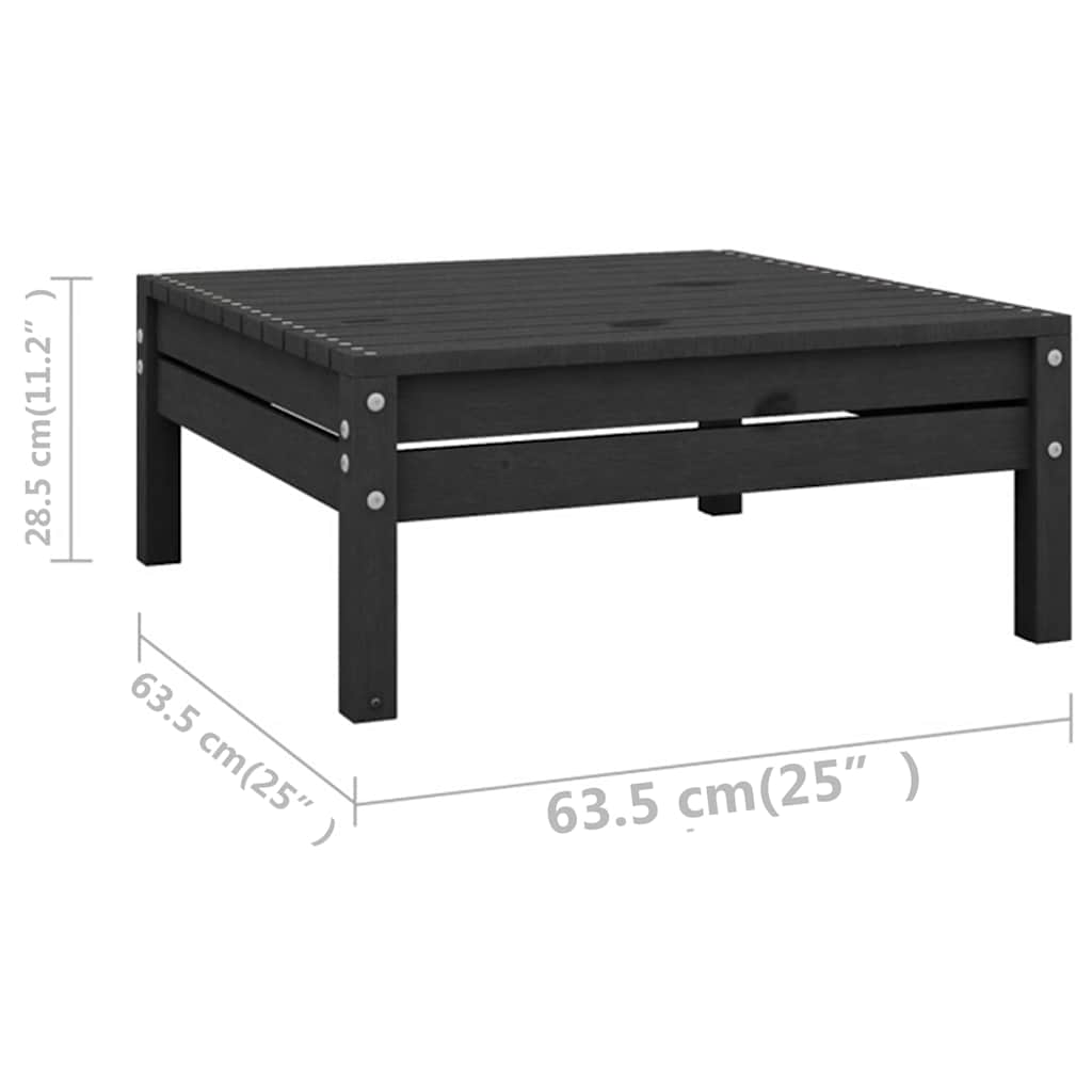 Set Divani da Giardino 9 pz Nero in Legno Massello di Pino