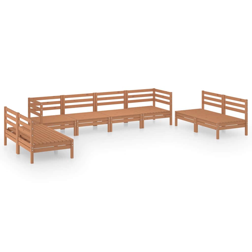 Set Salotto da Giardino 8 pz Marrone Ambra Legno Massello Pino