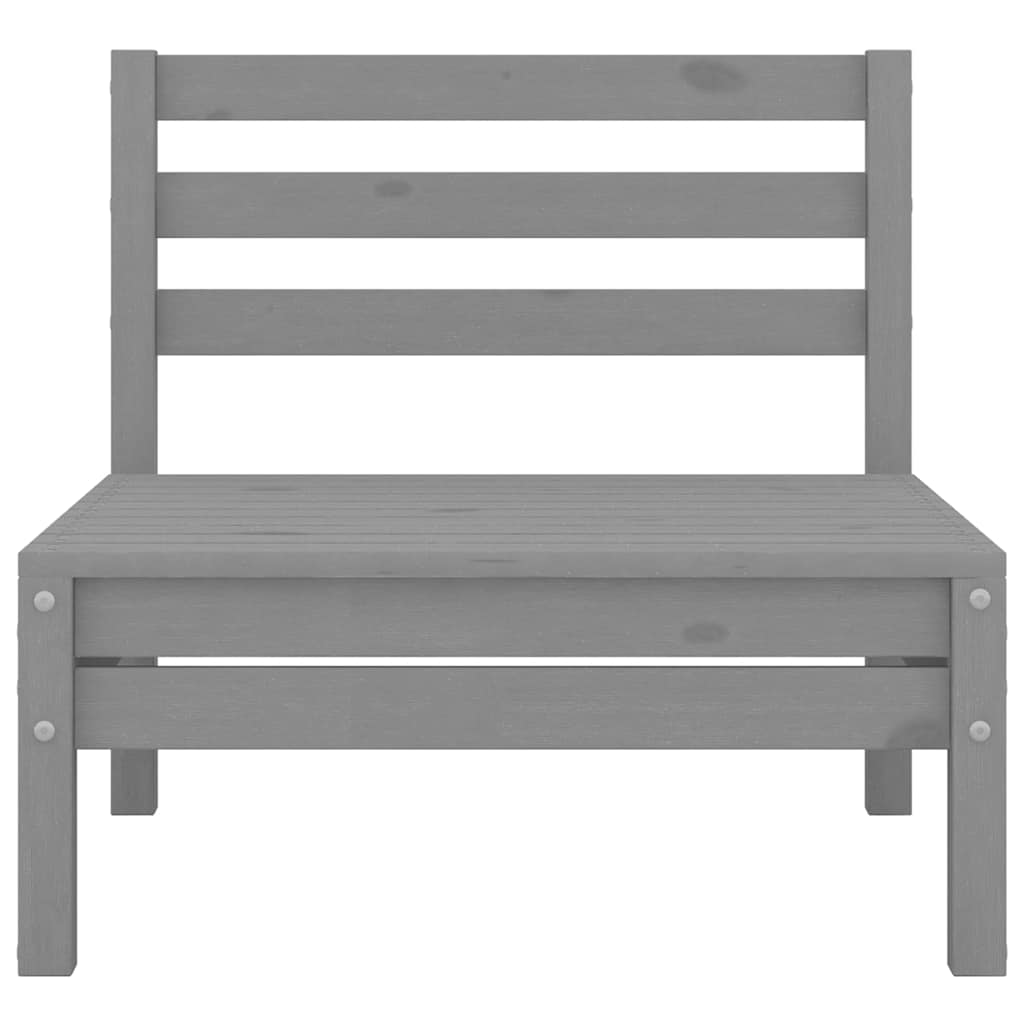 Set Divani da Giardino 9 pz Grigio in Legno Massello di Pino