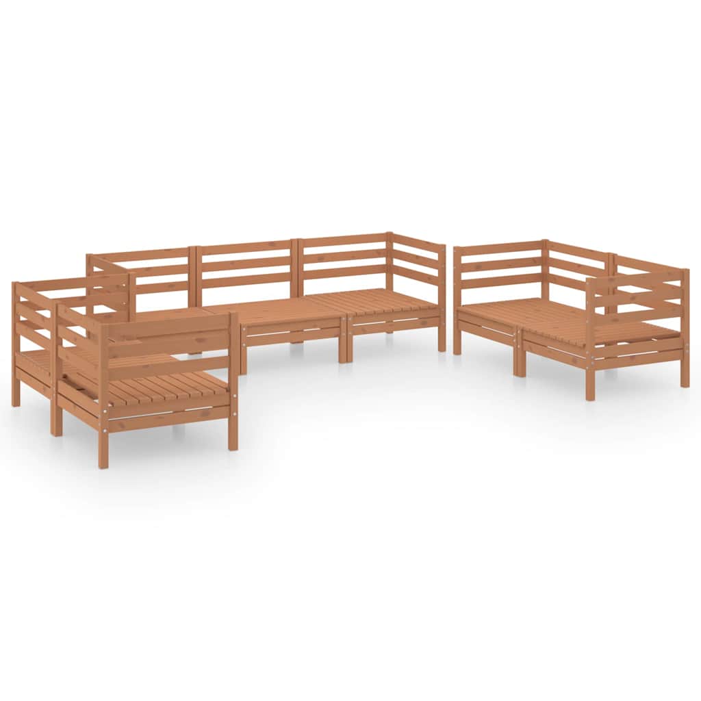 Set Salotto da Giardino 7pz Marrone Ambra Legno Massello Pino