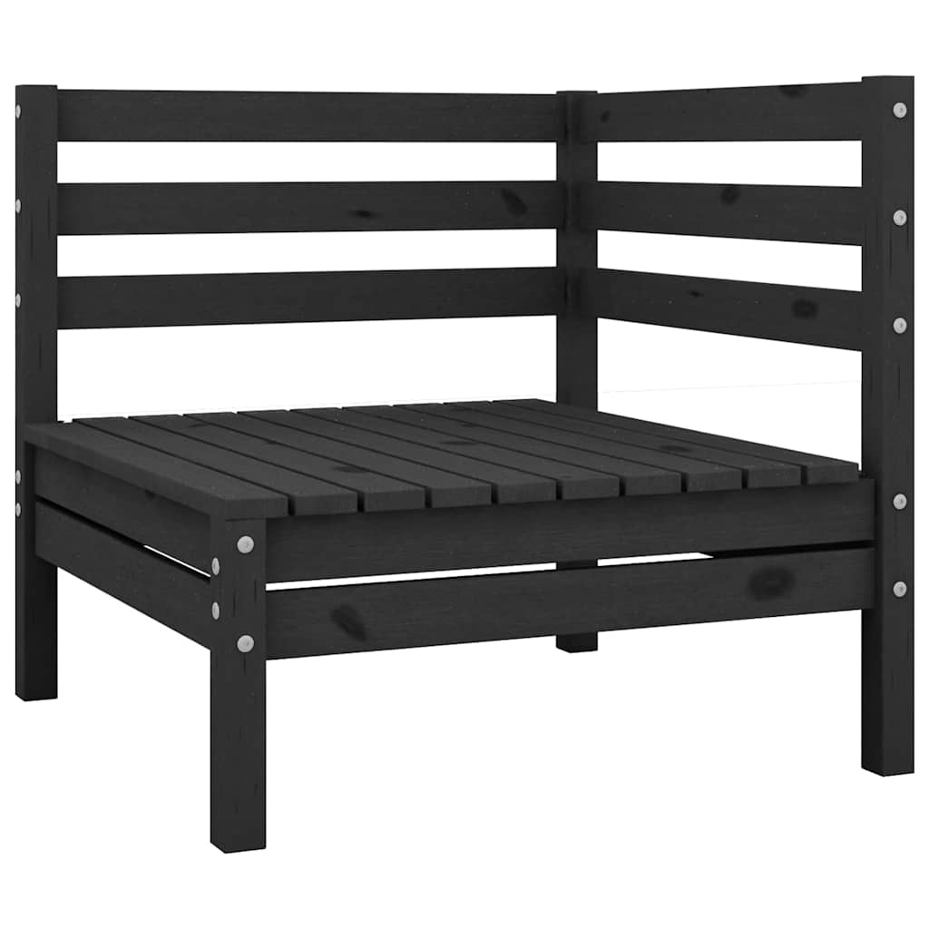 Set Divani da Giardino 7 pz Nero in Legno Massello di Pino