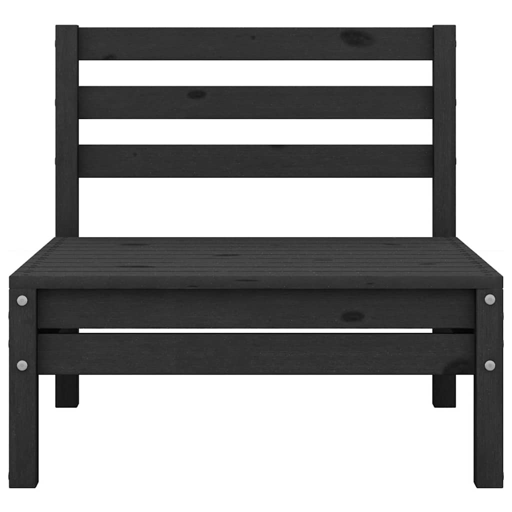Set Divani da Giardino 7 pz Nero in Legno Massello di Pino
