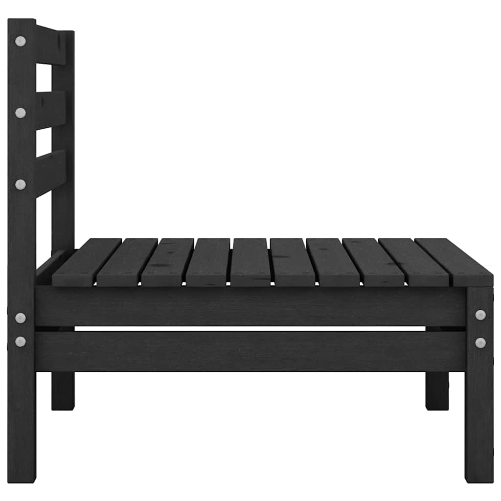 Set Divani da Giardino 7 pz Nero in Legno Massello di Pino
