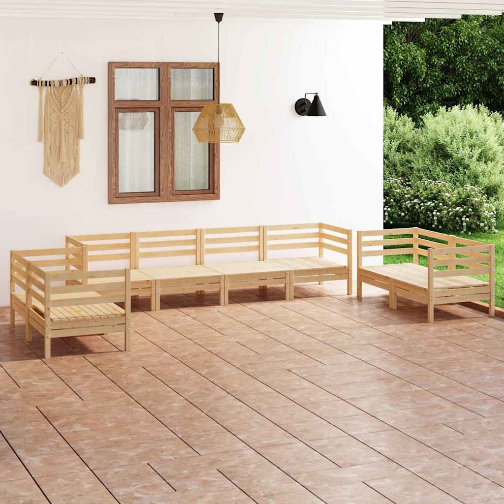 Set Divani da Giardino 8 pz in Legno Massello di Pino