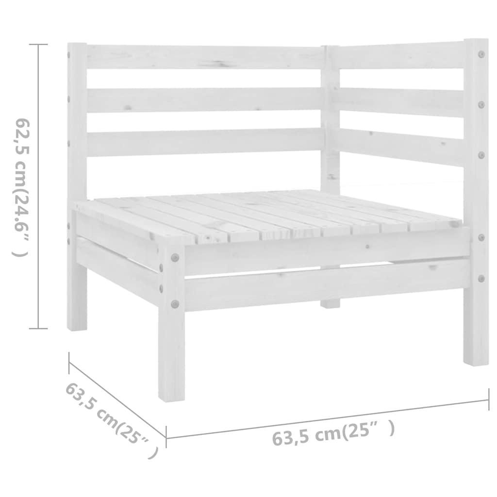 Set Divani da Giardino 8 pz Bianco in Legno Massello di Pino