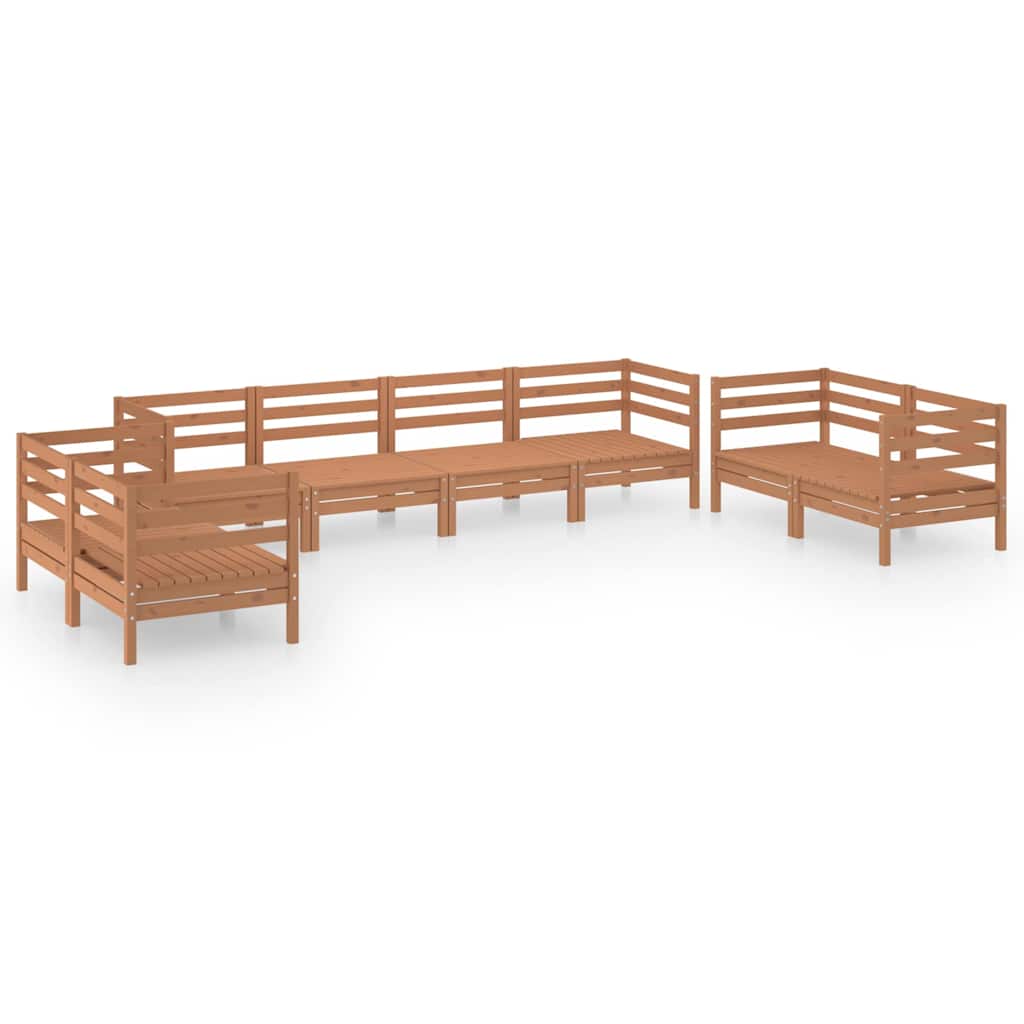 Set Salotto da Giardino 8 pz Marrone Ambra Legno Massello Pino