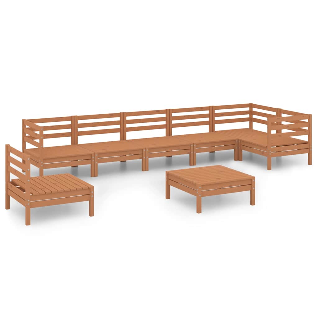 Set Salotto da Giardino 8 pz in Legno Massello di Pino Ambra