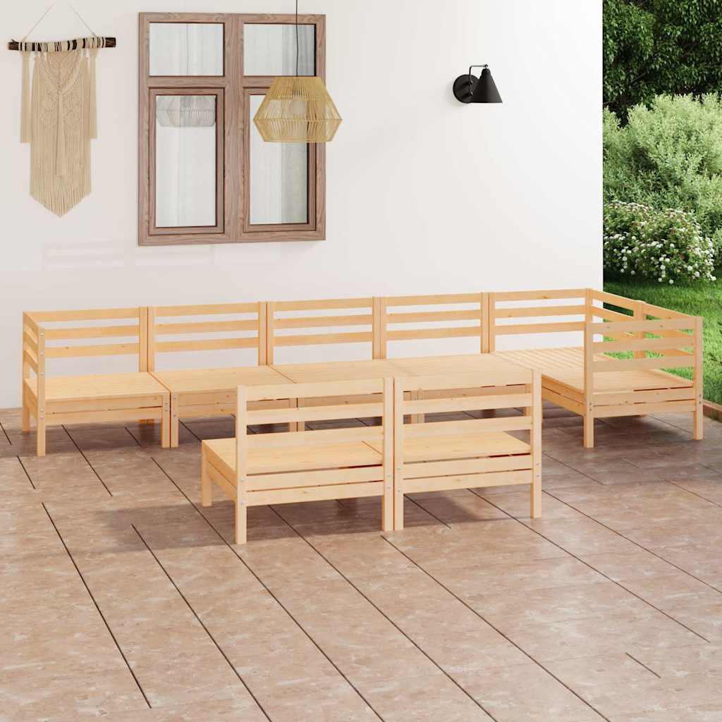 Set Salotto da Giardino 8 pz in Legno Massello di Pino
