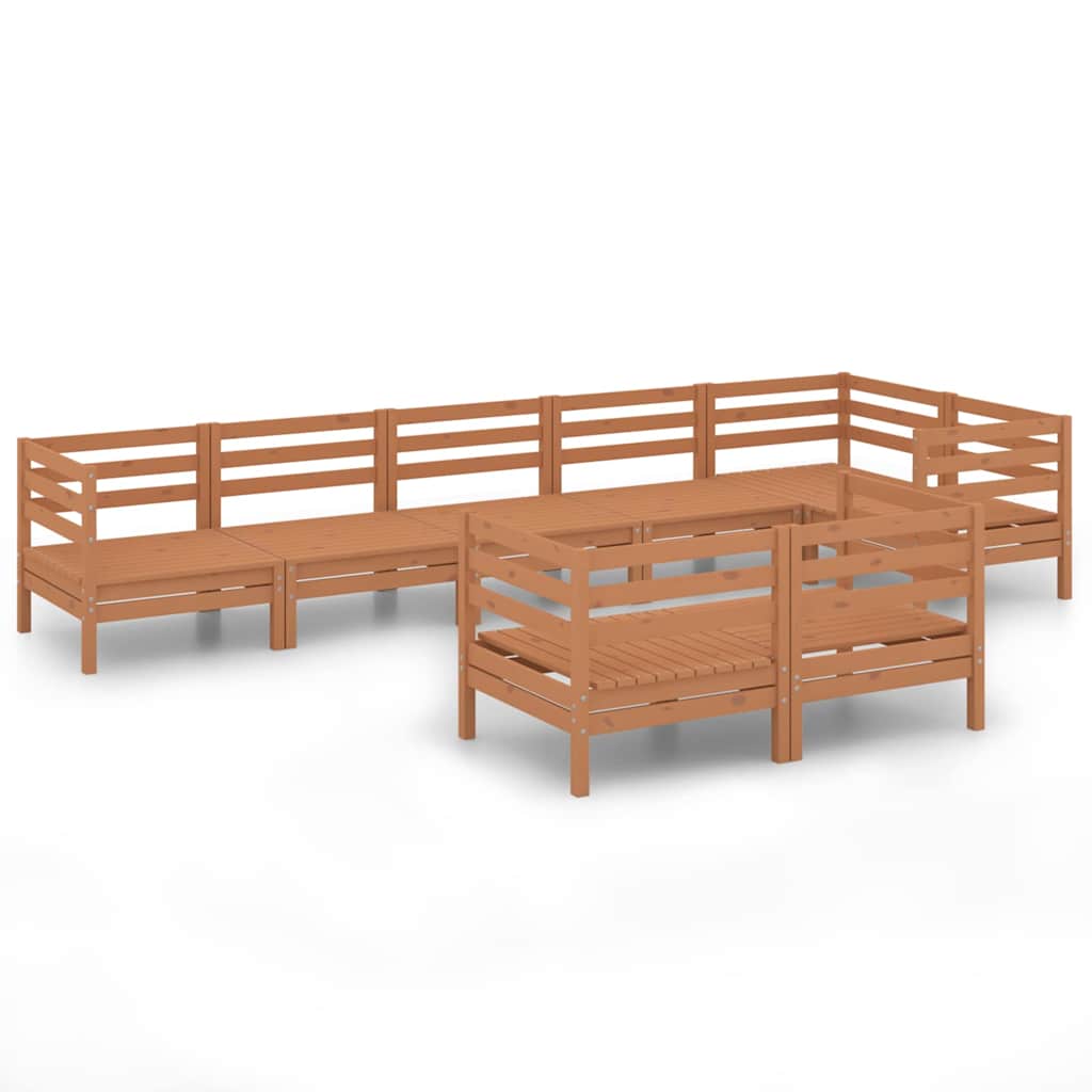 Set Salotto da Giardino 8 pz in Legno Massello di Pino Ambra