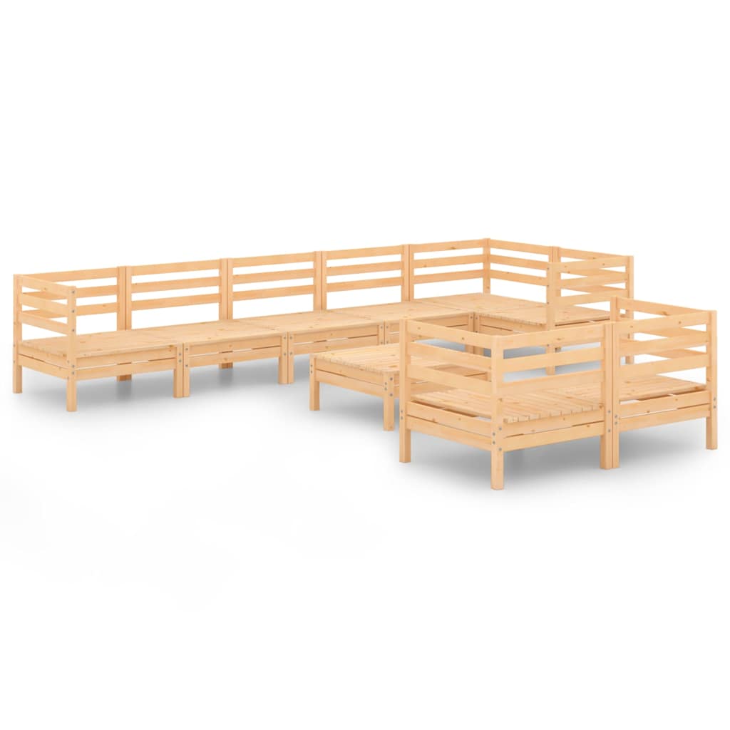 Set Salotto da Giardino 9 pz in Legno Massello di Pino