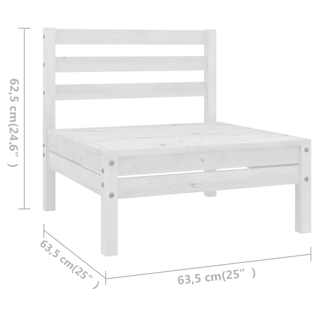Set Salotto da Giardino 9 pz in Legno Massello di Pino Bianco