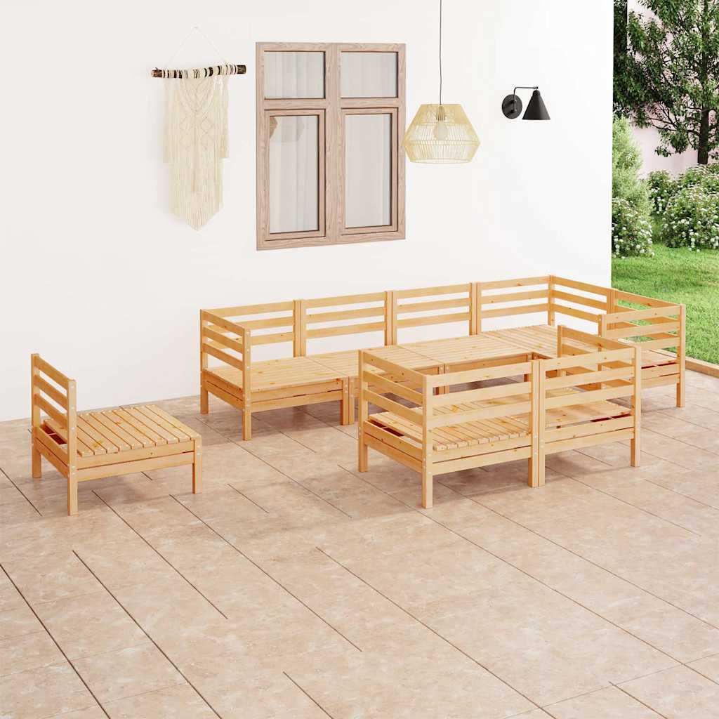 Set Salotto da Giardino 8 pz in Legno Massello di Pino