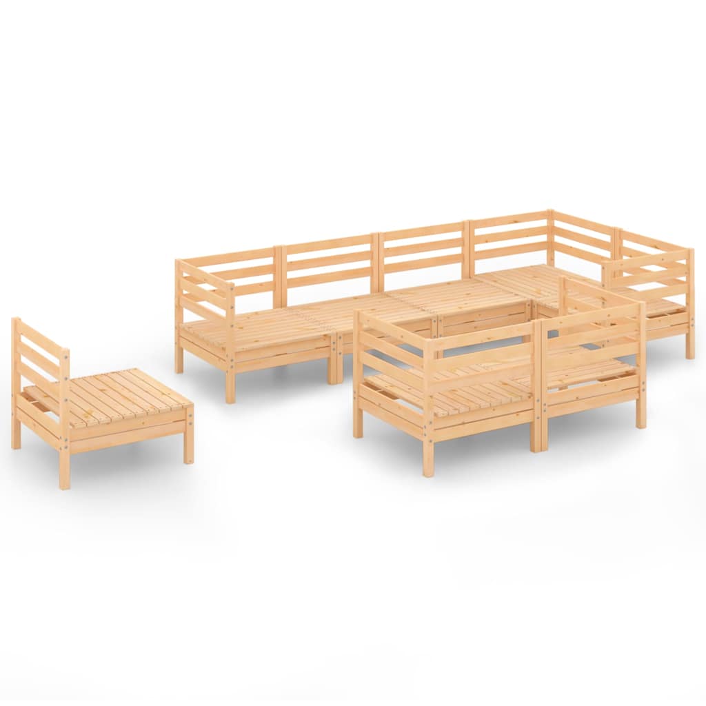 Set Salotto da Giardino 8 pz in Legno Massello di Pino