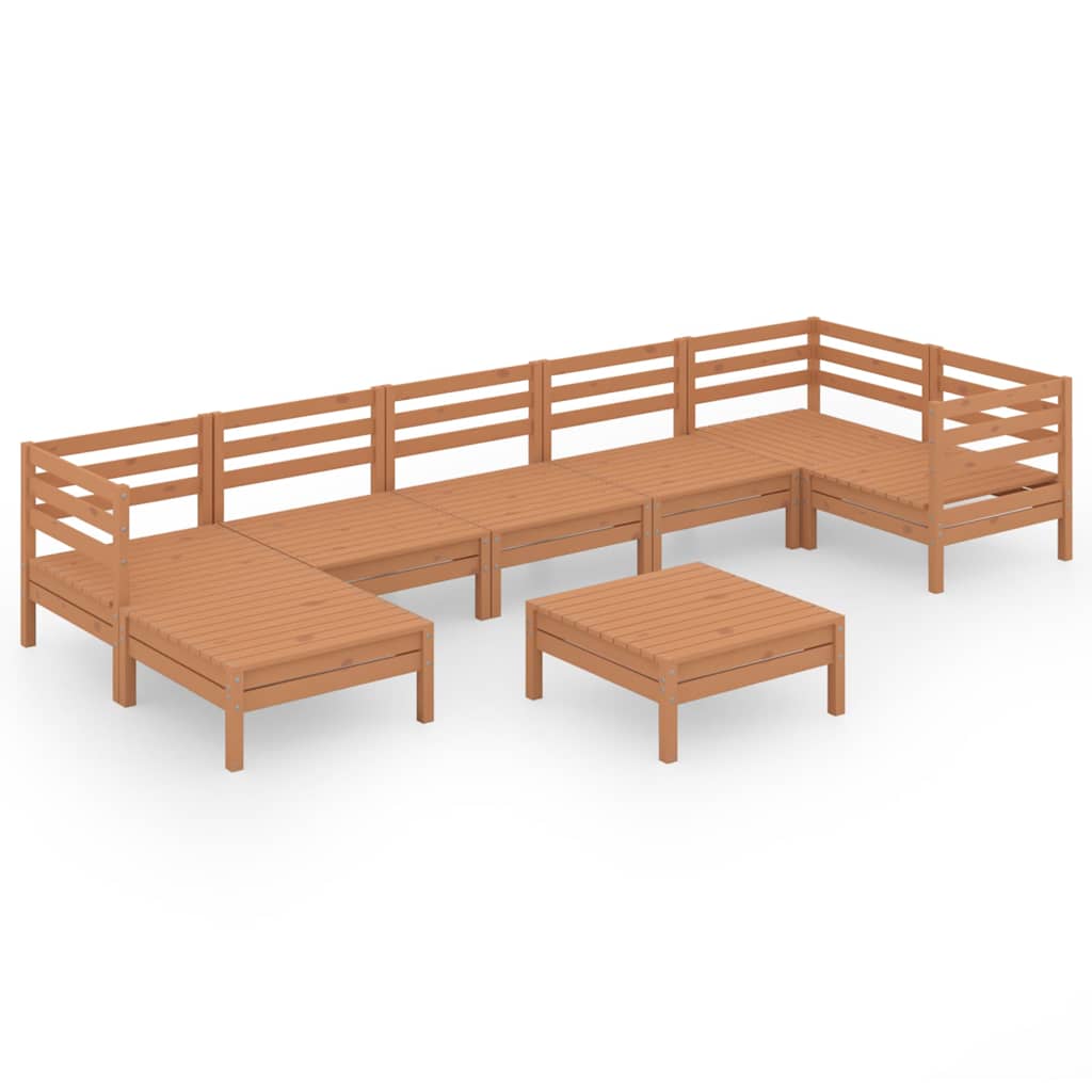 Set Salotto da Giardino 8 pz in Legno Massello di Pino Ambra