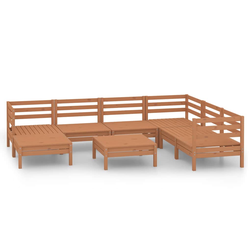 Set Salotto da Giardino 8 pz in Legno Massello di Pino Ambra