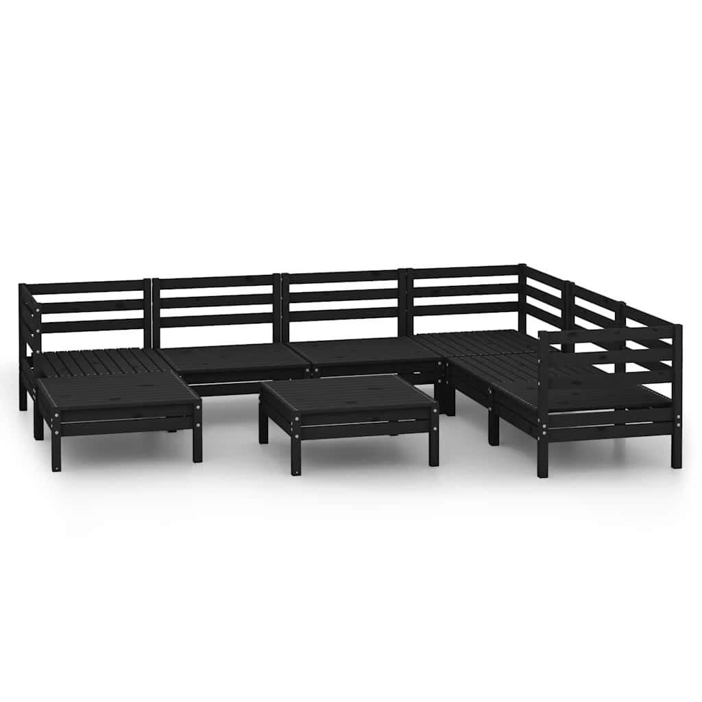 Set Salotto da Giardino 8 pz in Legno Massello di Pino Nero