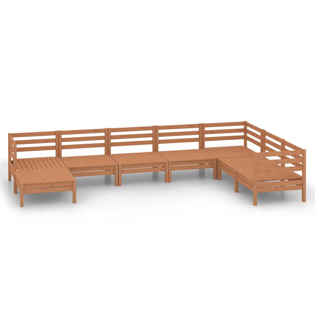 Set Salotto da Giardino 8 pz in Legno Massello di Pino ambra