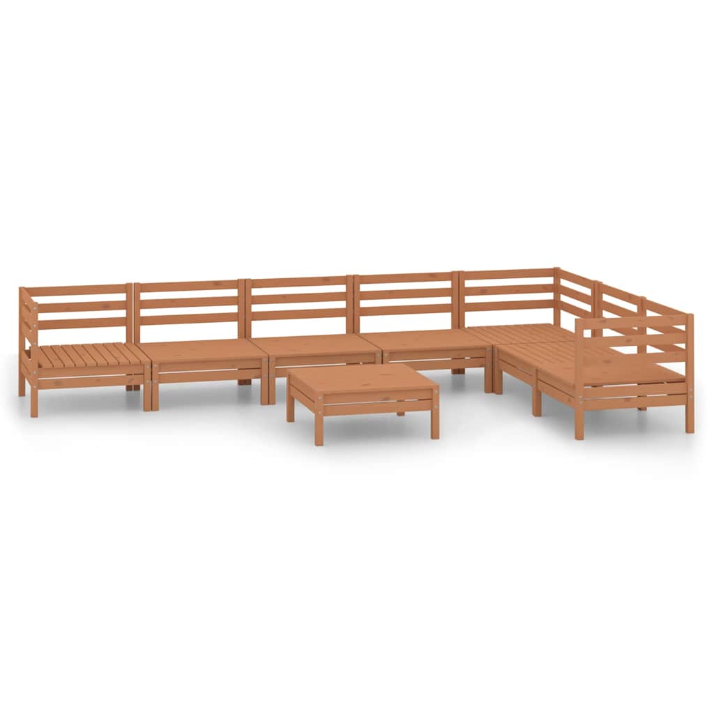 Set Salotto da Giardino 8 pz in Legno Massello di Pino ambra