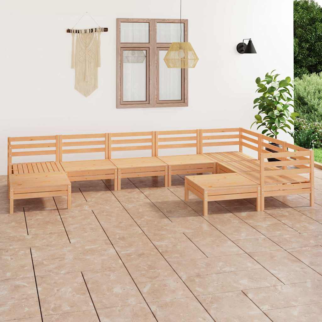 Set Salotto da Giardino 9 pz in Legno Massello di Pino