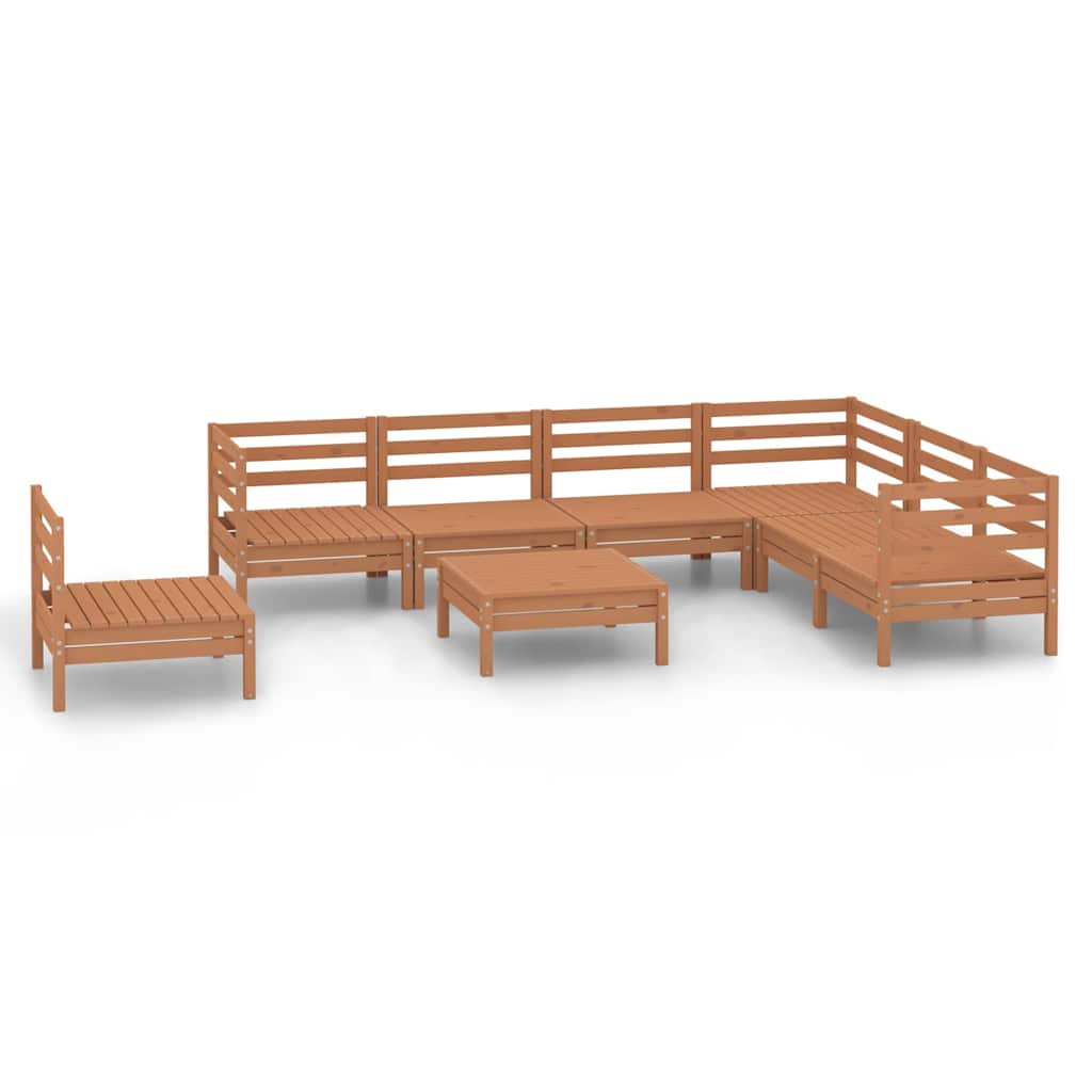 Set Salotto da Giardino 8 pz in Legno Massello di Pino Ambra