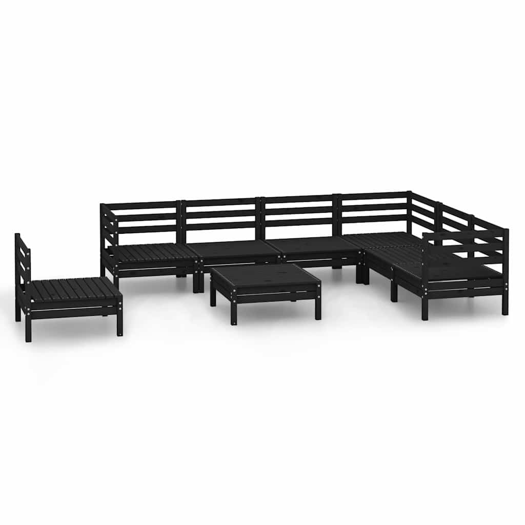 Set Salotto da Giardino 8 pz in Legno Massello di Pino Nero