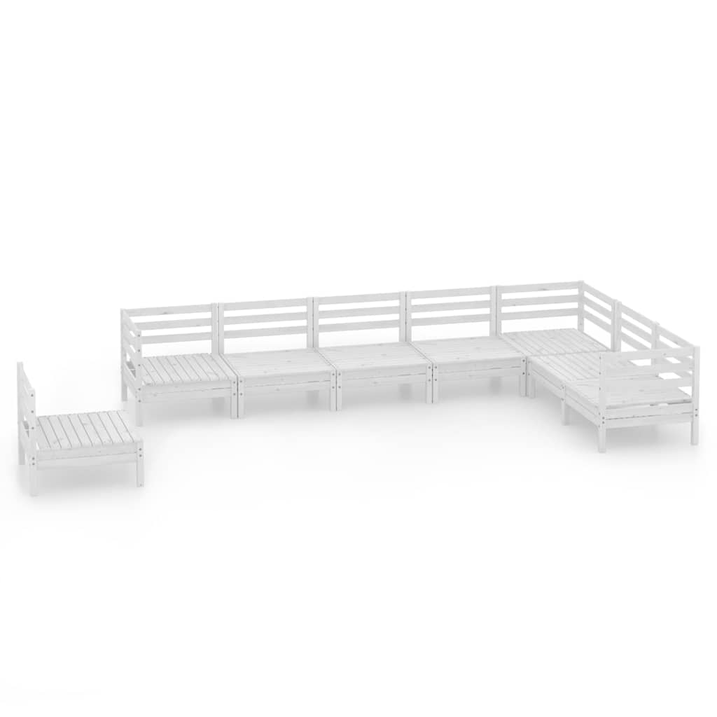 Set Salotto da Giardino 8 pz in Legno Massello di Pino Bianco