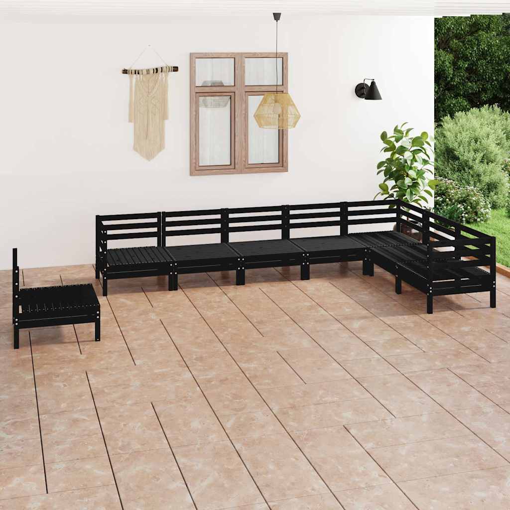 Set Salotto da Giardino 6 pz in Legno Massello di Pino Nero