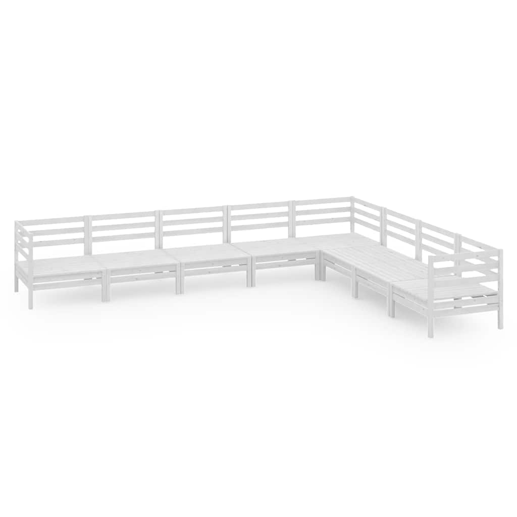 Set Salotto da Giardino 8 pz in Legno Massello di Pino Bianco