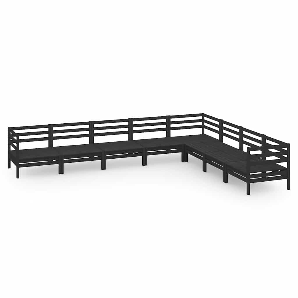 Set Salotto da Giardino 8 pz in Legno Massello di Pino Nero