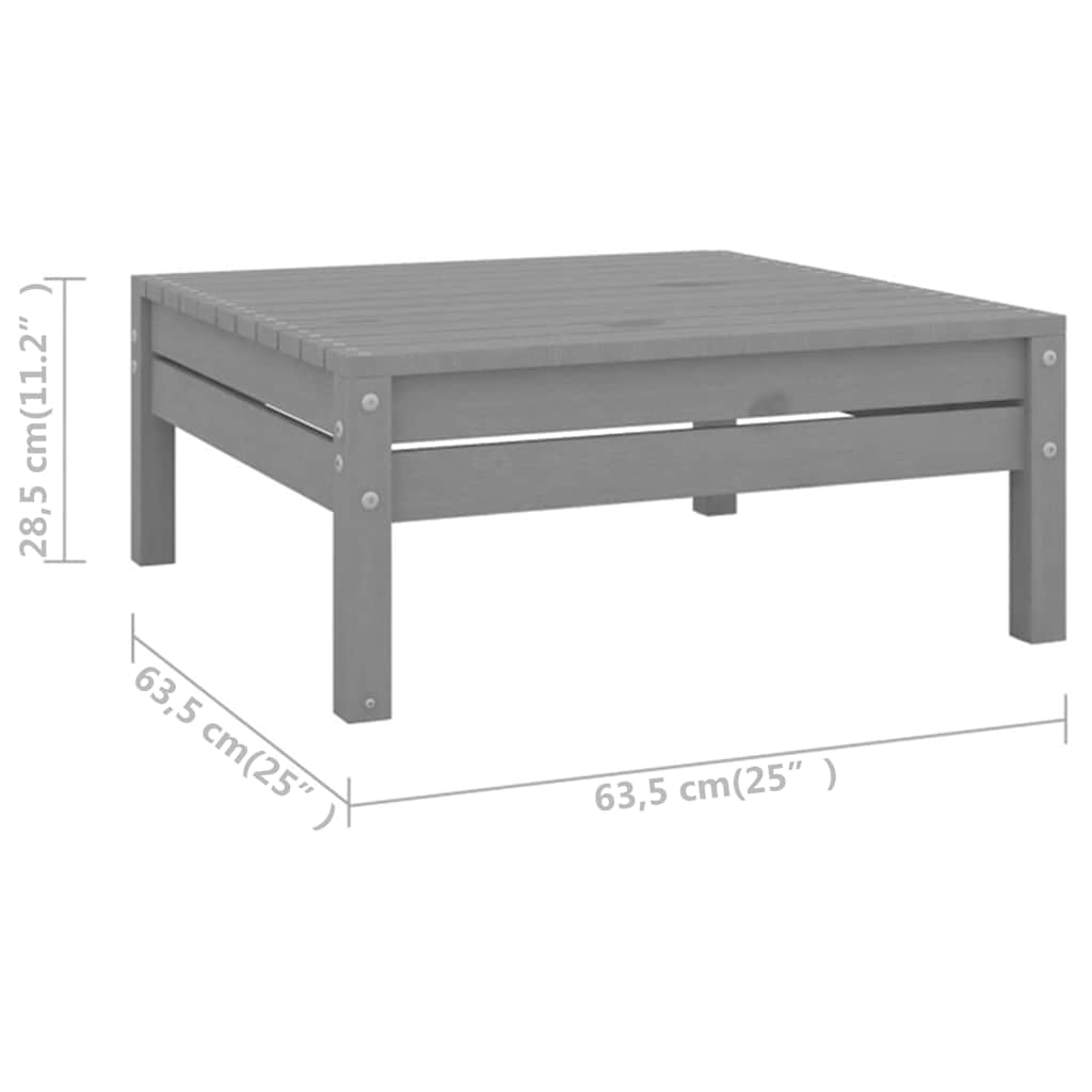 Set Salotto da Giardino 10 pz in Legno Massello di Pino Grigio