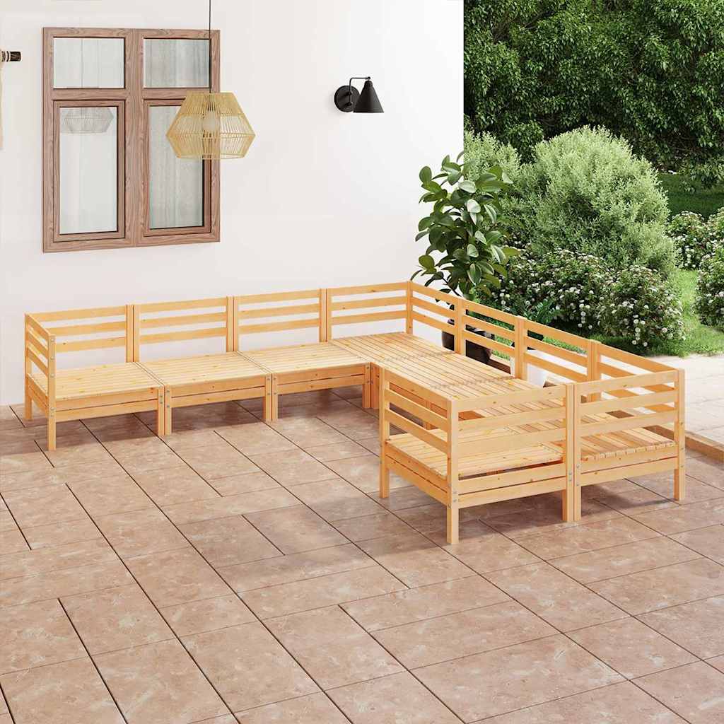Set Salotto da Giardino 8 pz in Legno Massello di Pino