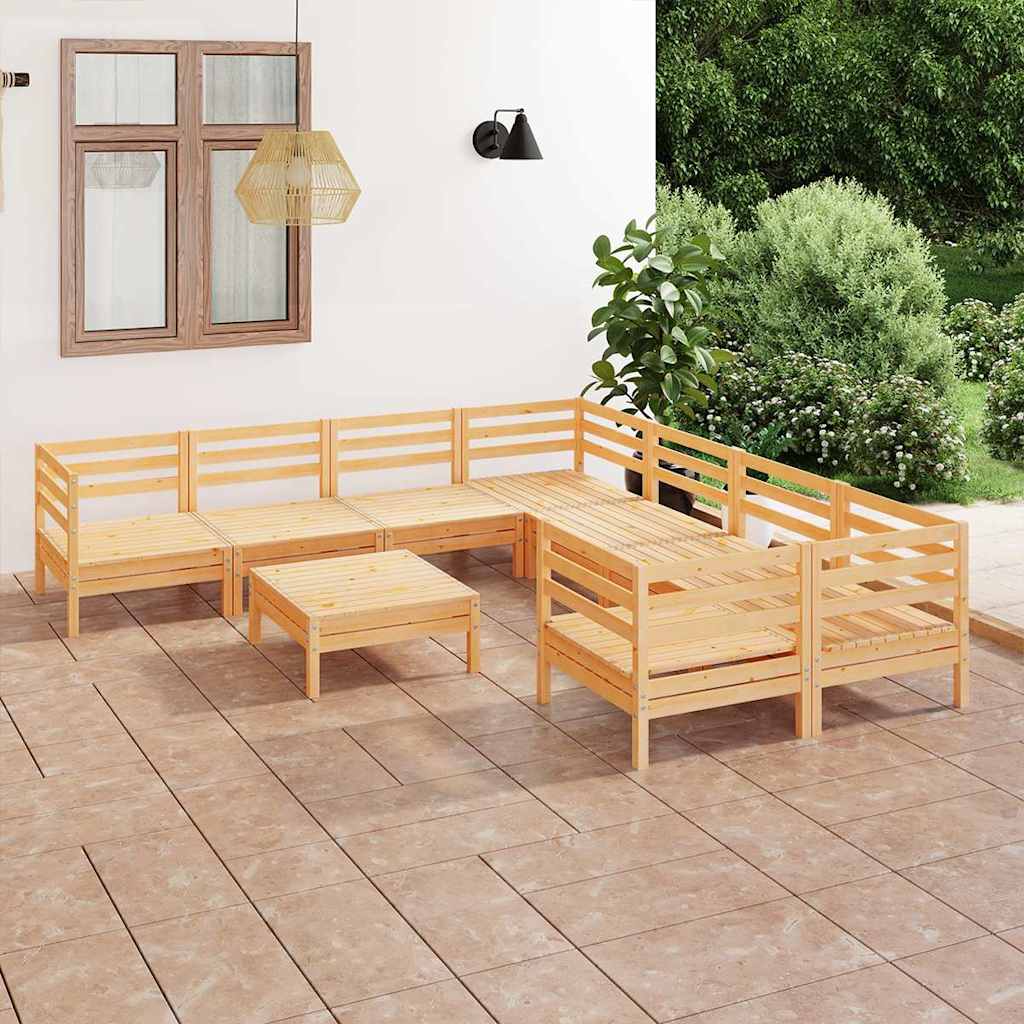 Set Salotto da Giardino 9 pz in Legno Massello di Pino