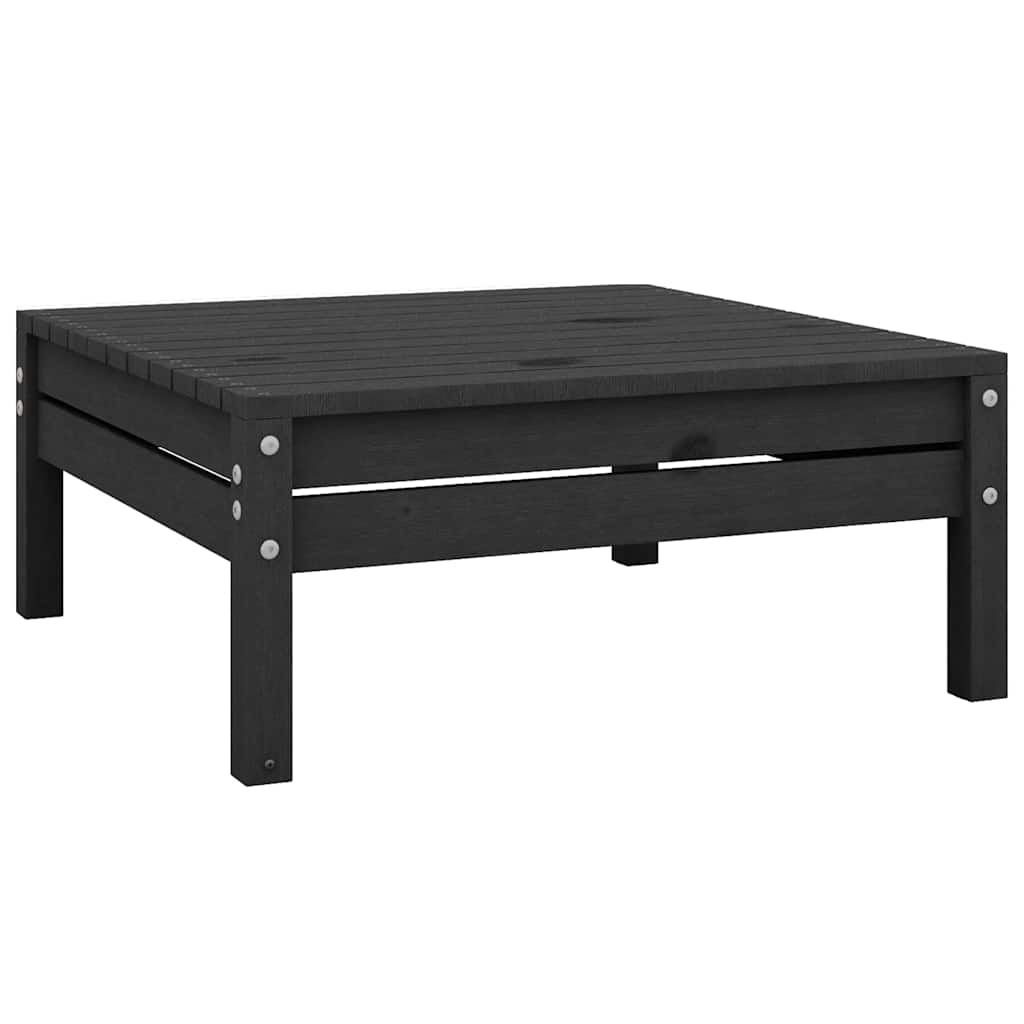 Set Salotto da Giardino 9 pz Nero in Legno Massello di Pino