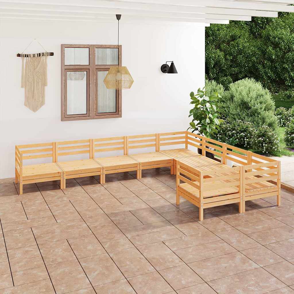 Set Salotto da Giardino 9 pz in Legno Massello di Pino
