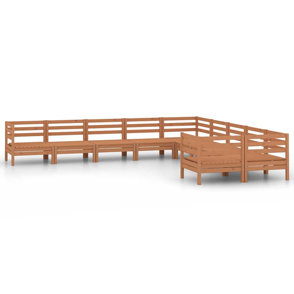 Set Salotto da Giardino 10 pz in Legno Massello di Pino Ambra