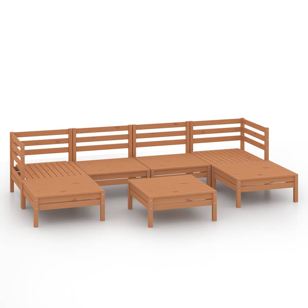 Set Salotto da Giardino 7 pz in Legno Massello di Pino ambra