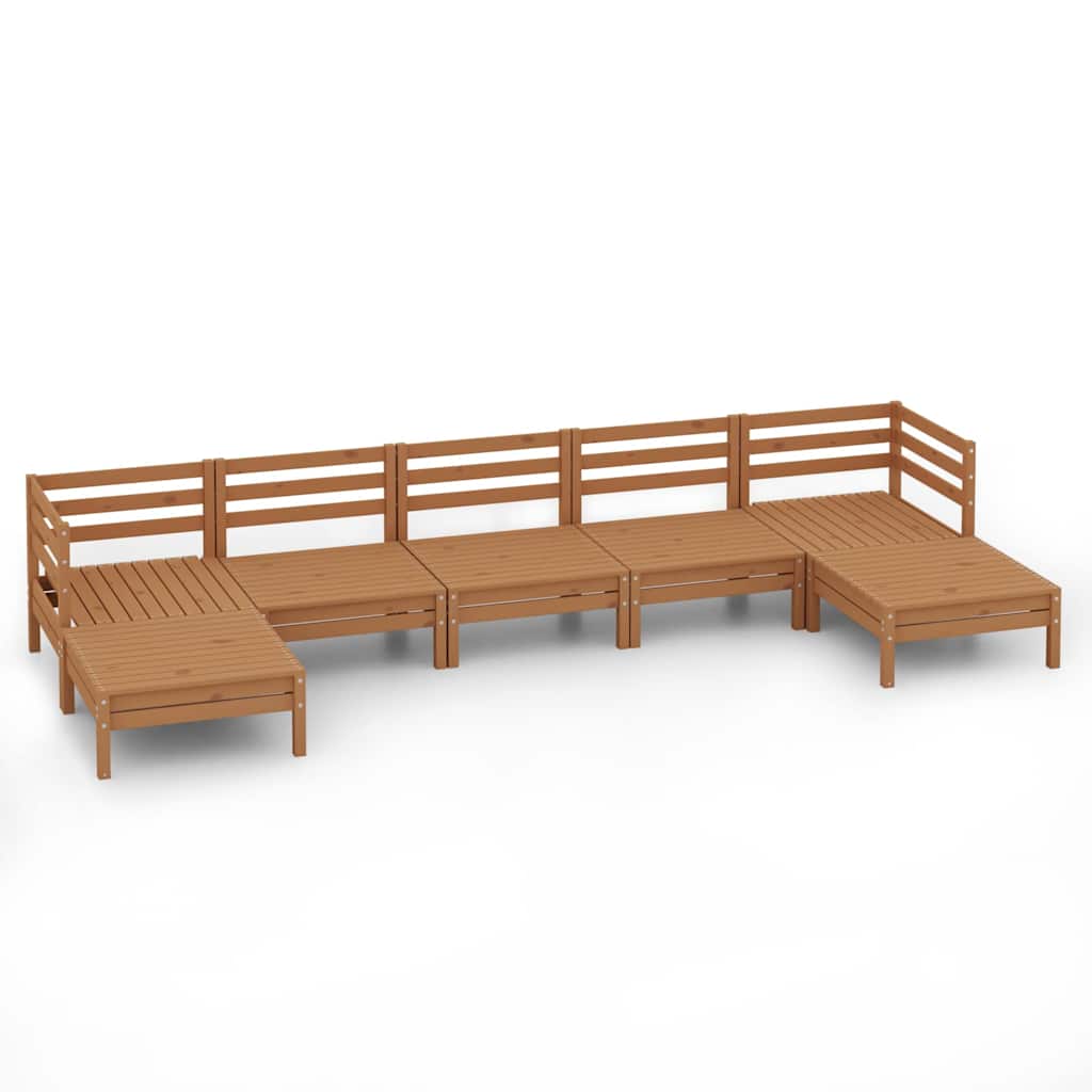 Set Salotto da Giardino 7 pz in Legno Massello di Pino ambra