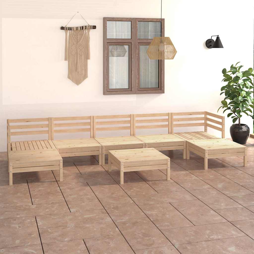 Set Salotto da Giardino 8 pz in Legno Massello di Pino