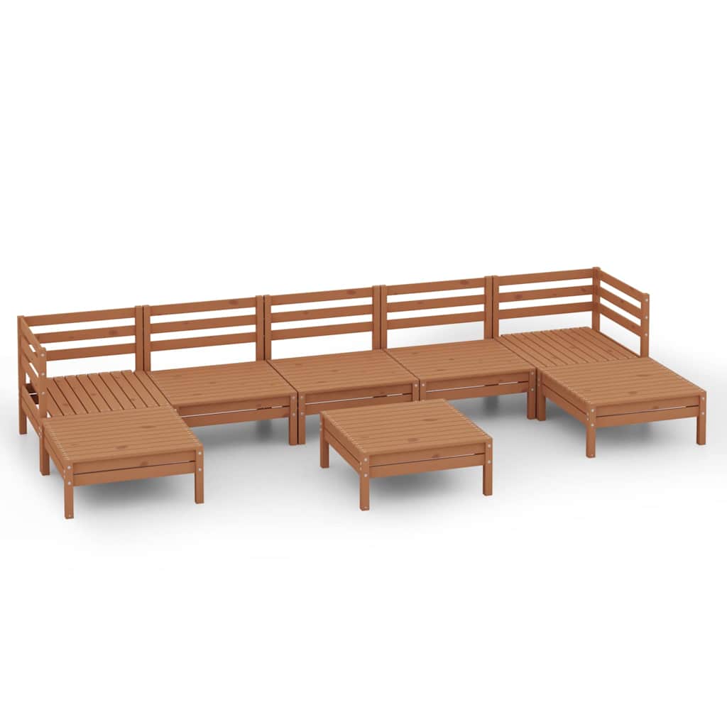 Set Salotto da Giardino 8 pz in Legno Massello di Pino Ambra