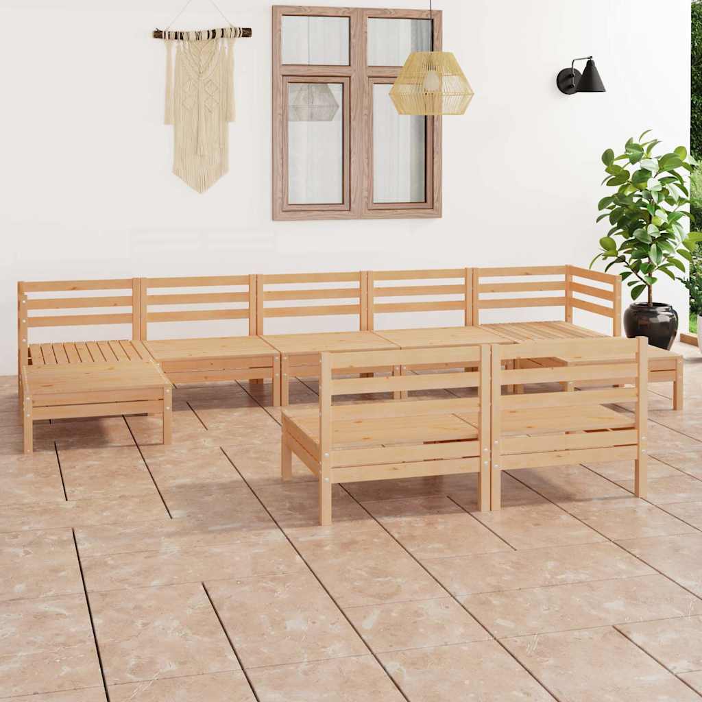 Set Salotto da Giardino 9 pz in Legno Massello di Pino