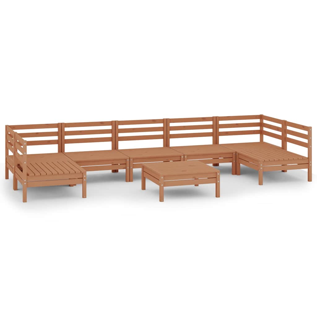 Set Salotto da Giardino 8pz in Legno Massello di Pino ambra