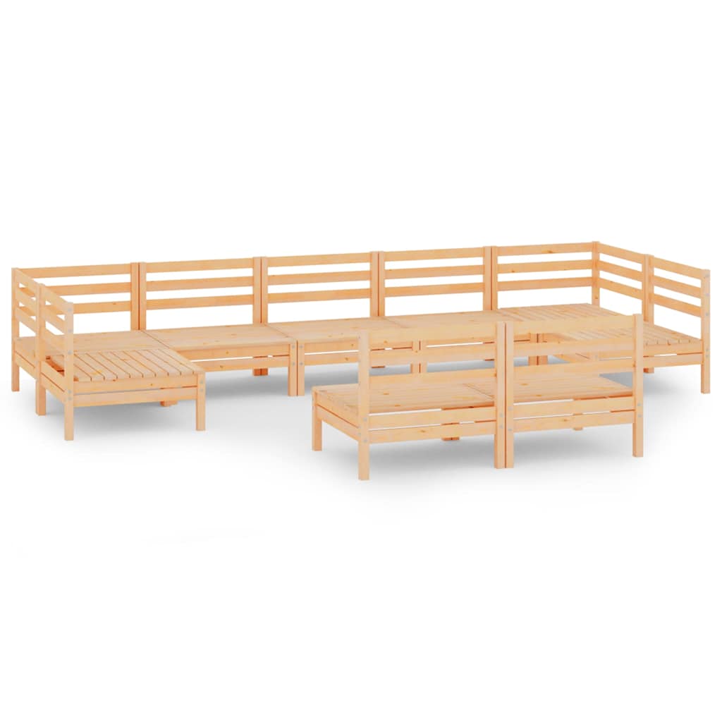 Set Salotto da Giardino 9 pz in Legno Massello di Pino