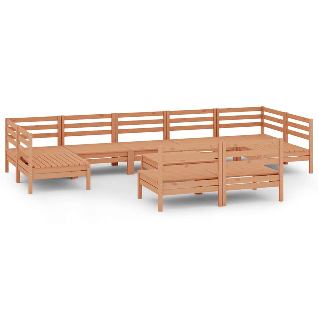 Set Salotto da Giardino 10 pz in Legno Massello di Pino Ambra
