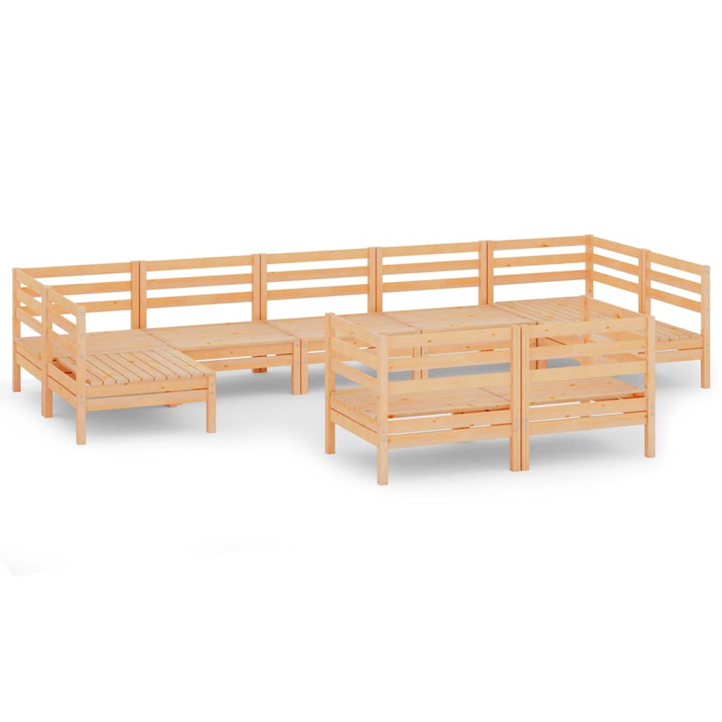 Set Salotto da Giardino 9 pz in Legno Massello di Pino