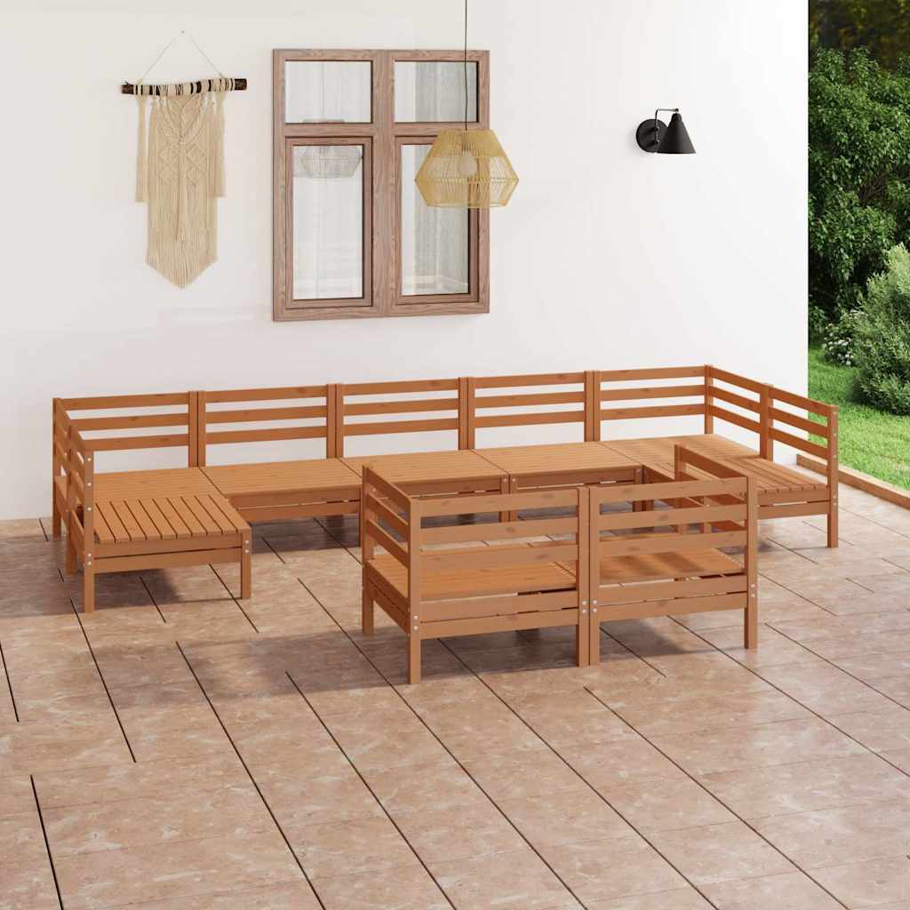 Set Salotto da Giardino 9 pz Ambra in Legno Massello di Pino