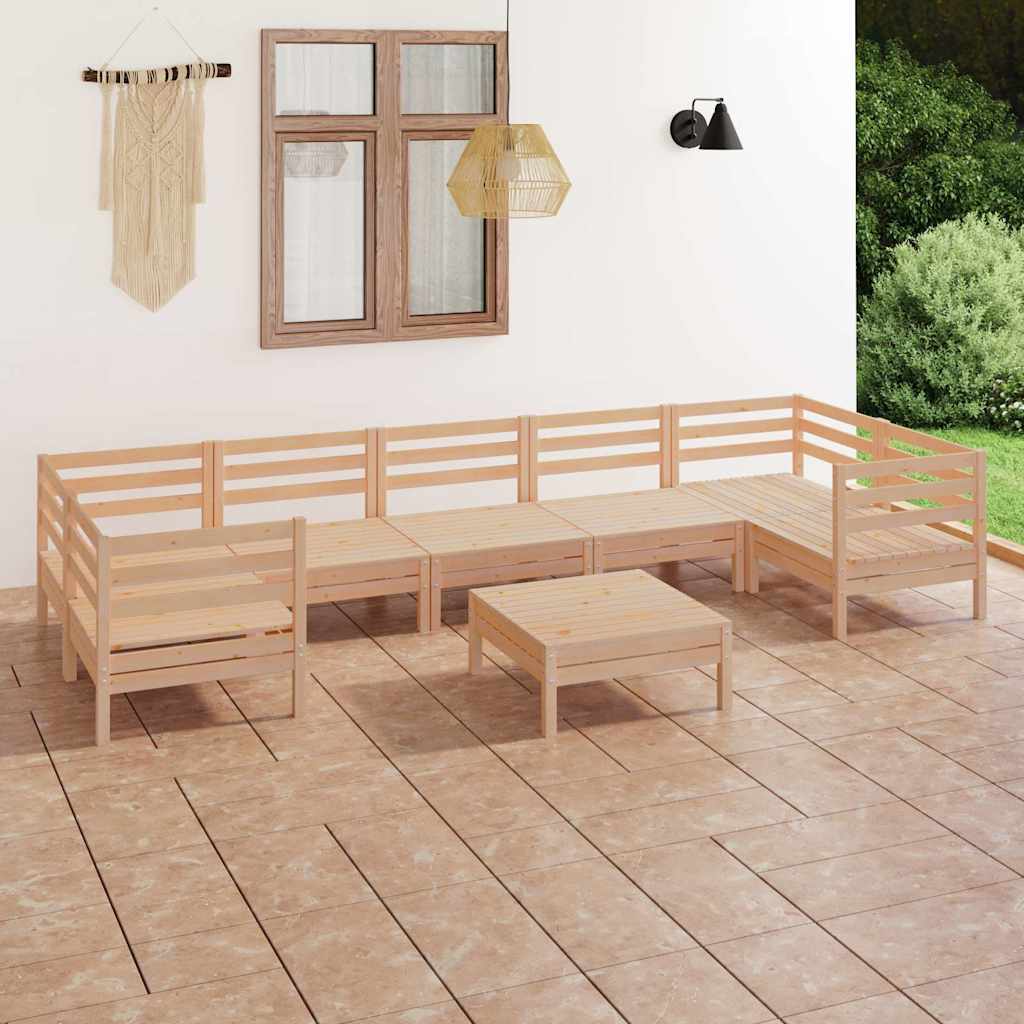 Set Salotto da Giardino 8 pz in Legno Massello di Pino