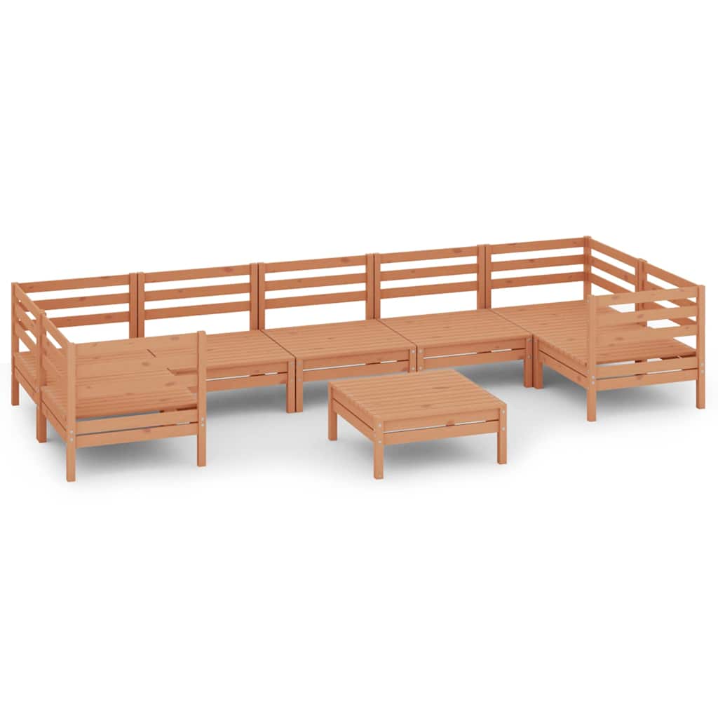 Set Salotto da Giardino 8pz in Legno Massello di Pino Ambra